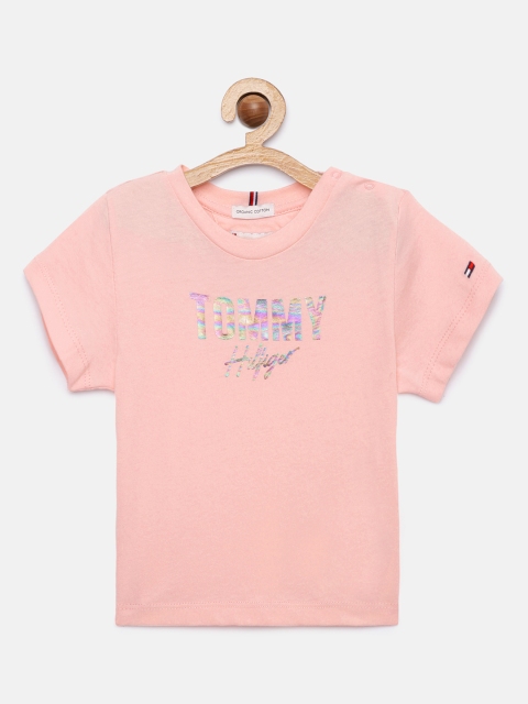 

Tommy Hilfiger Girls Pink Brand Logo Printed Pure Cotton T-shirt