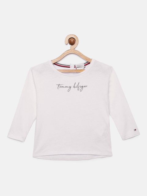 

Tommy Hilfiger Girls White Solid Pure Cotton T-shirt