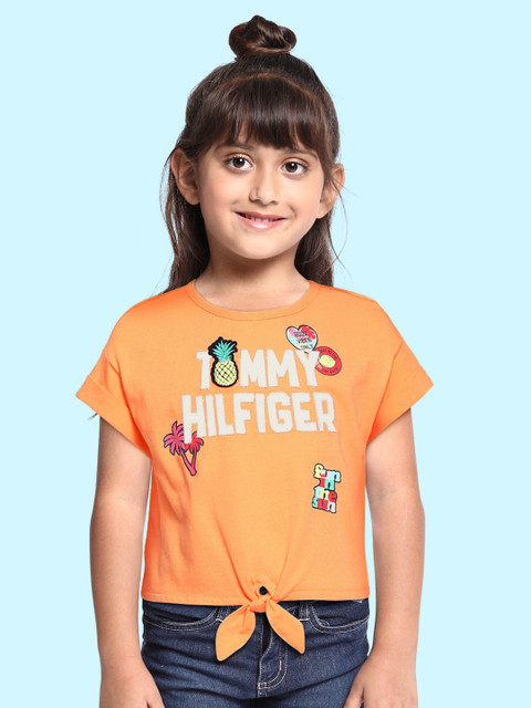 

Tommy Hilfiger Orange Pure Cotton Extended Sleeves Regular Top