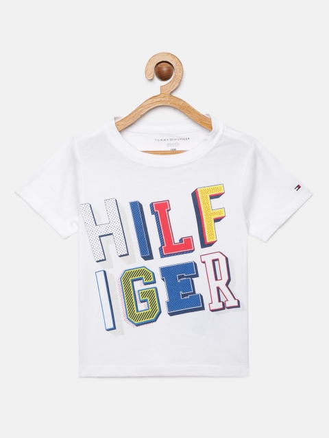 

Tommy Hilfiger Boys White & Red Striped Polo Collar T-shirt