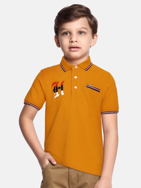 

Tommy Hilfiger Boys Yellow Solid Pure Cotton Polo Collar T-shirt