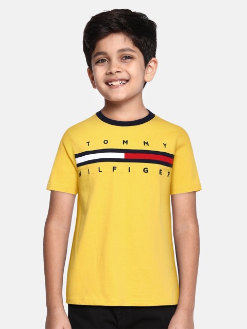 

Tommy Hilfiger Boys Yellow Brand Logo Pure Cotton T-shirt