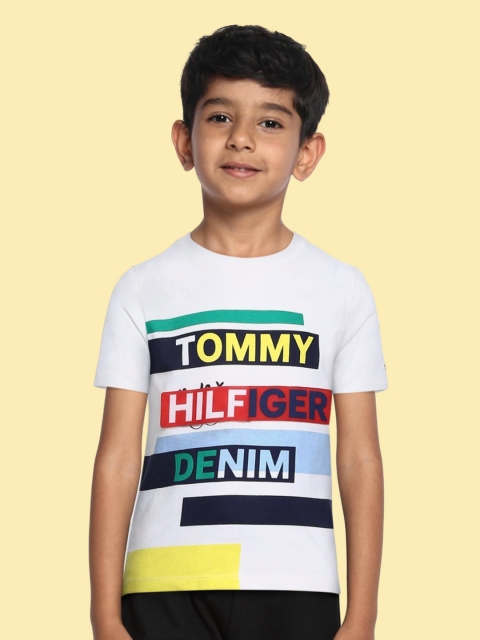 

Tommy Hilfiger Boys White Brand Logo Pure Cotton T-shirt