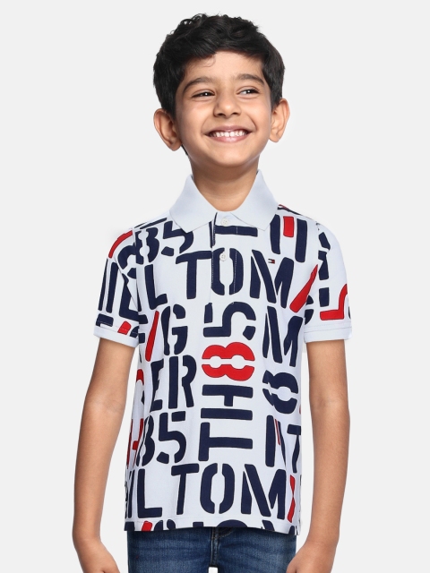 

Tommy Hilfiger Boys White Pure Cotton Printed Polo Collar T-shirt