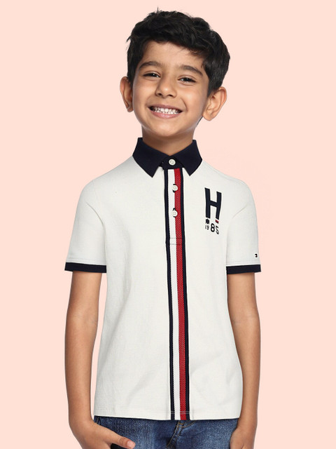 

Tommy Hilfiger Boys White Pure Cotton Polo Collar T-shirt
