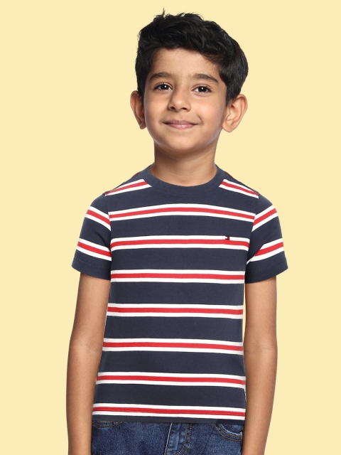 

Tommy Hilfiger Boys Navy Blue & Red Striped Organic Cotton T-shirt
