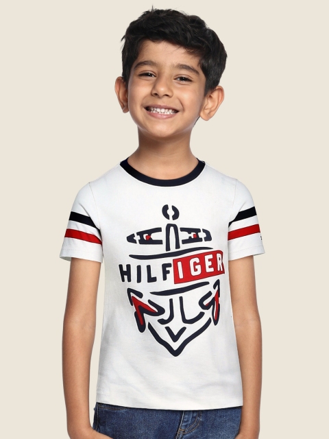 

Tommy Hilfiger Boys White Printed Pure Cotton T-shirt