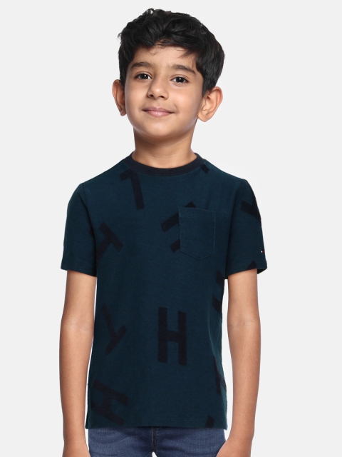 

Tommy Hilfiger Boys Navy Blue Pure Cotton Typography Printed T-shirt