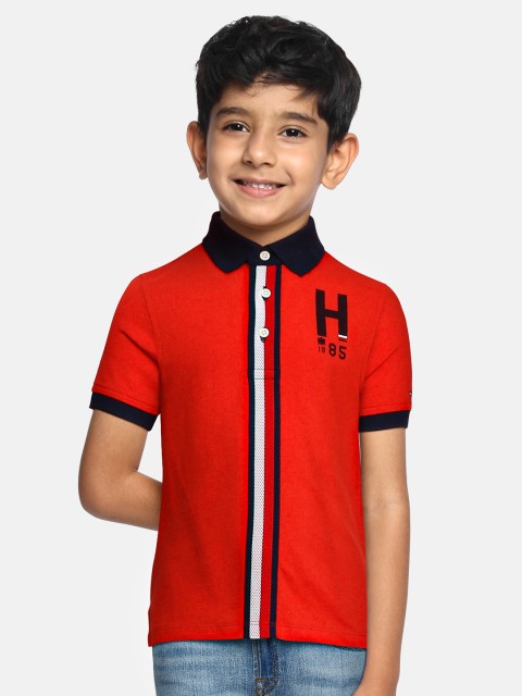 

Tommy Hilfiger Boys Red Polo Collar Pure Cotton T-shirt