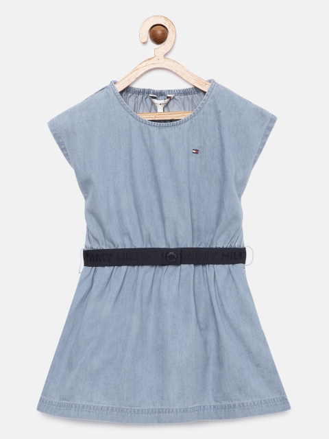 

Tommy Hilfiger Girls Blue Denim Pure Cotton A-Line Dress