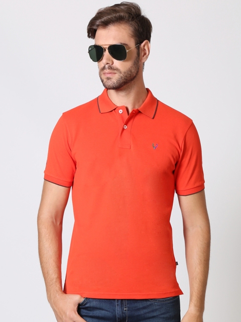 

Solly Sport by Allen Solly Men Orange Solid Polo T-shirt