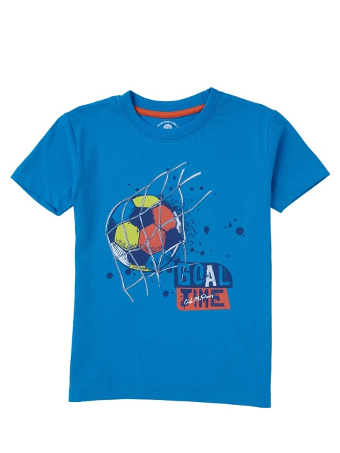 

Cub McPaws Boys Blue Typography Printed Extended Sleeves Applique T-shirt