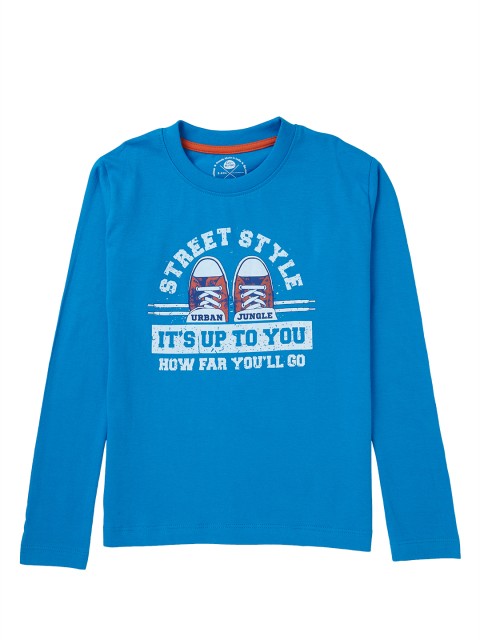 

Cub McPaws Boys Blue Typography Printed Applique T-shirt