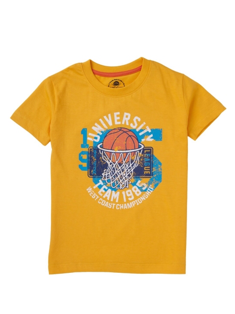 

Cub McPaws Boys Yellow Printed Applique T-shirt