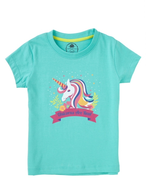 

Cub McPaws Girls Sea Green Printed T-shirt