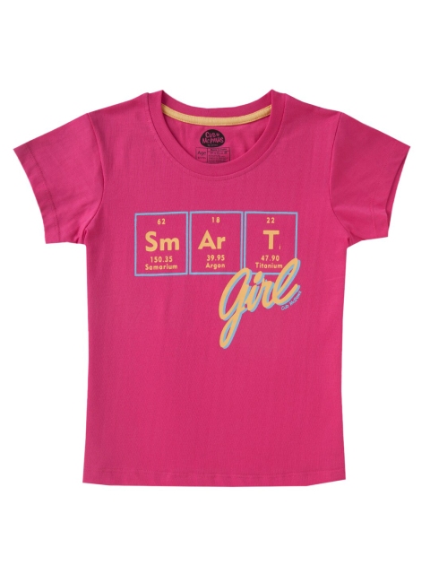 

Cub McPaws Girls Pink Typography Printed T-shirt