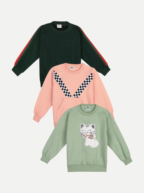 

Cutiekins Unisex Kids Pack Of 3 Printed Sweatshirts, Green