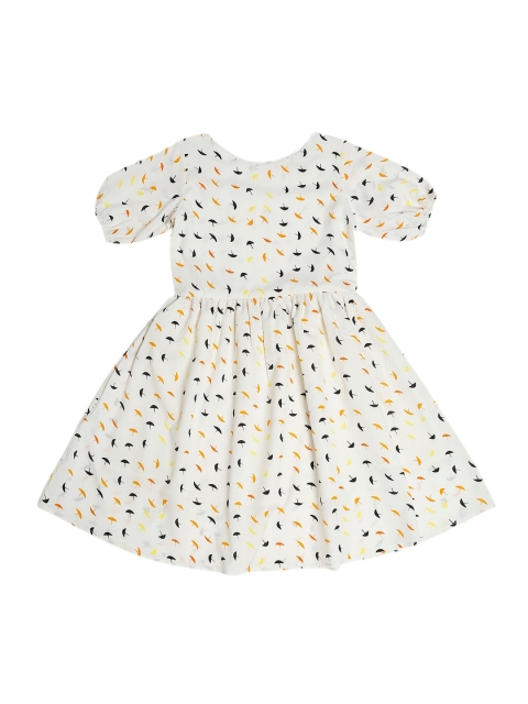 

ruviero White Crepe Umbrella Printed Dress