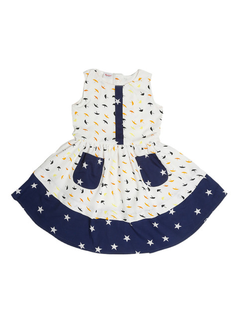 

ruviero White & Navy Blue Printed Crepe Dress