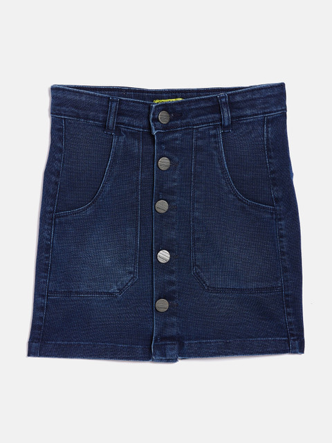 

Crimsoune Club Girls Blue Washed Straight Denim Skirt