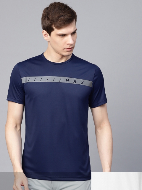 

HRX by Hrithik Roshan Men Pack of 2 Printed Round Neck T-shirt, Navy blue
