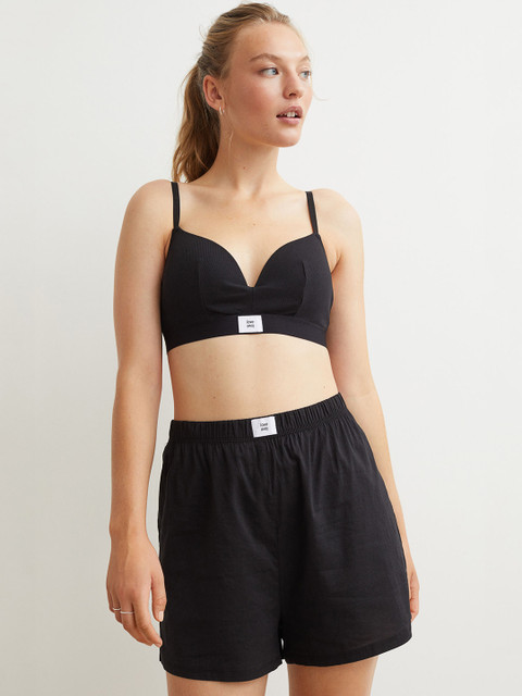 

H&M Women Black Solid Viscose Boxer Shorts