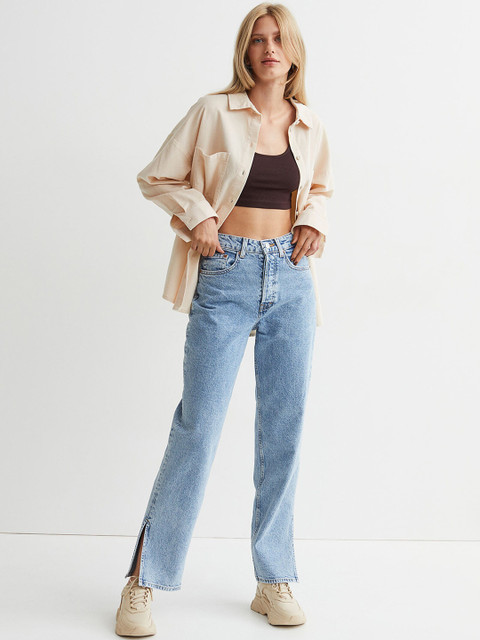 

H&M Woman Beige Oversized corduroy shirt