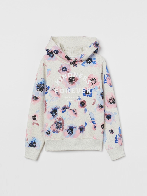 

H&M Girls Grey Printed Hoodie