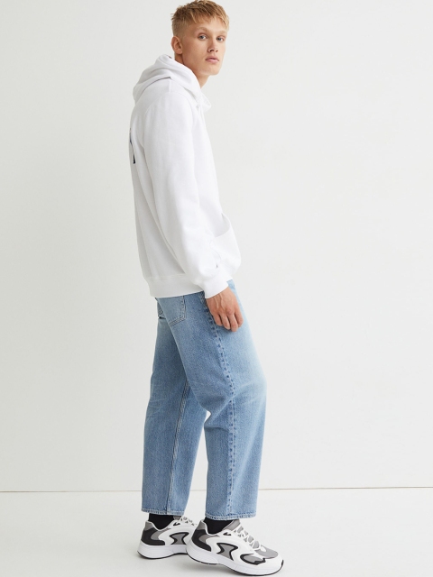

H&M Men White Printed Hoodie