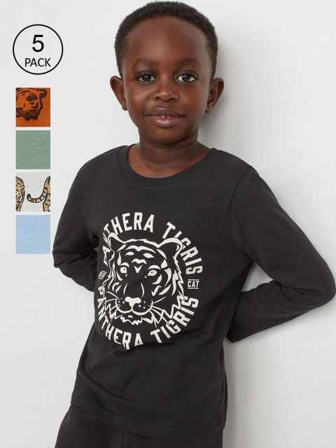

H&M Boys 5-pack printed jersey tops, Black