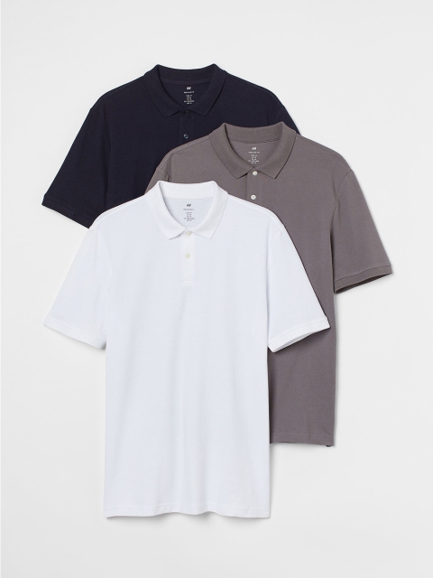 

HM Men 3-Pack Regular Fit Polo Shirts, White