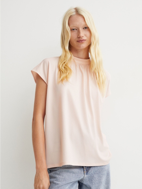 

H&M Women Pink Solid Stand-Up Collar Top