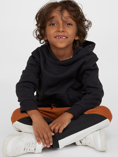 

H&M Kids Boys Brown Black &White Colourblocked Sweatpants