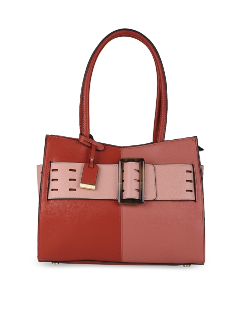 

Van Heusen Red Colourblocked PU Structured Handheld Bag