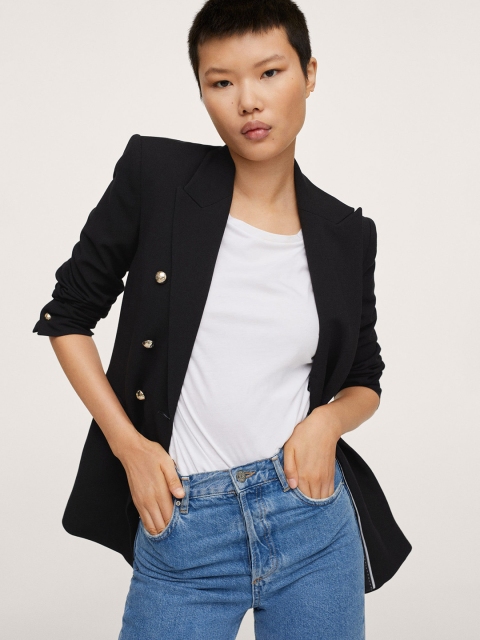 

MANGO Women Black Solid OLIVIA Regular-Fit Single-Breasted Causal Blazer