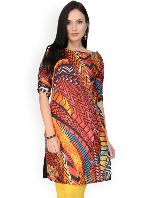 

Pannkh Women Multicoloured Printed Straight Kurta, Multi