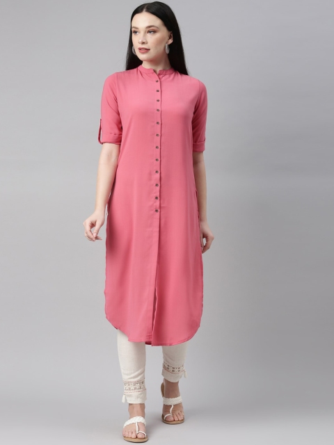 

Neerus Women Peach-Coloured Thread Work Pathani Kurta
