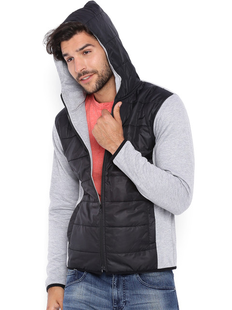 

Campus Sutra Grey & Black Bomber Jacket