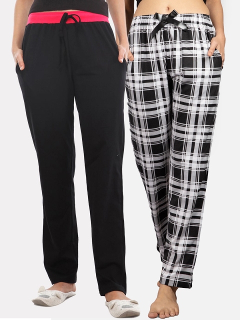 

Nite Flite Women Multicoloured Pack of 2 Pure Cotton Lounge Pants, Multi