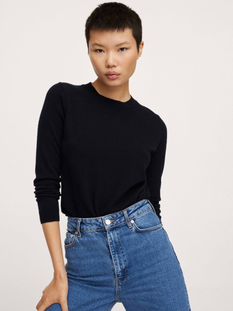 

MANGO Women Black Solid Cashmere Pullover