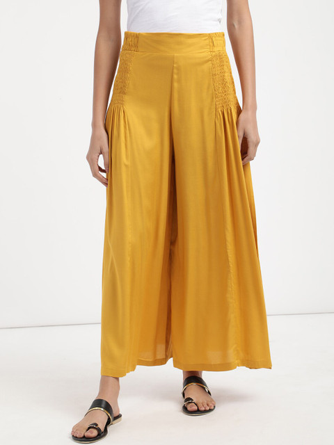 

V2 Value & Variety Women Yellow Flared Knitted Ethnic Palazzos