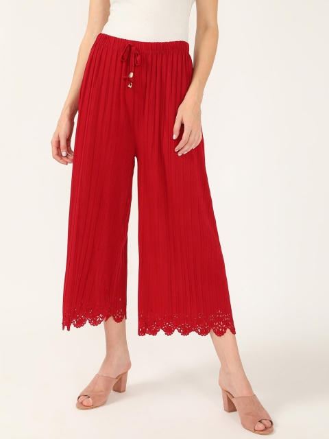 

V2 Value & Variety Women Red Knitted Cropped Palazzos