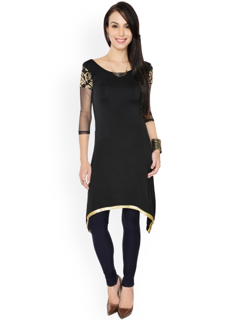 

Ira Soleil Women Black Solid Asymmetric Kurta