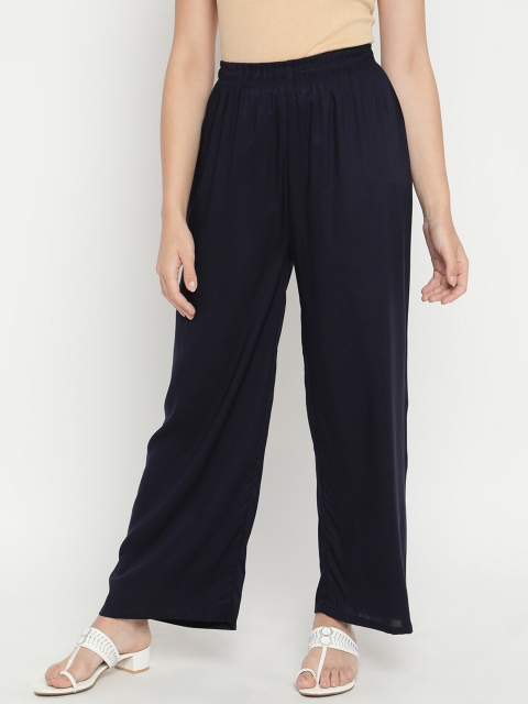 

V2 Value & Variety Women Navy Blue Knitted Ethnic Palazzos