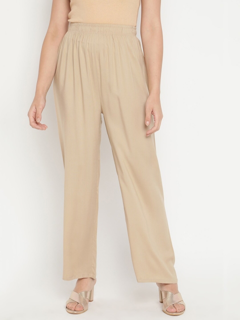 

V2 Value & Variety Women Beige Solid Straight Palazzos