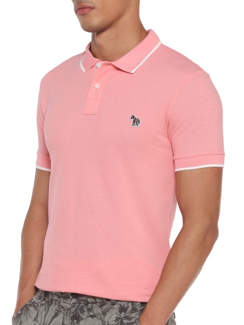 

PS By Paul Smith Men Pink Solid Polo Collar T-shirt