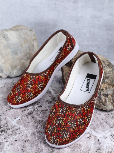 

FABBMATE Women Maroon & Orange Printed Ballerinas