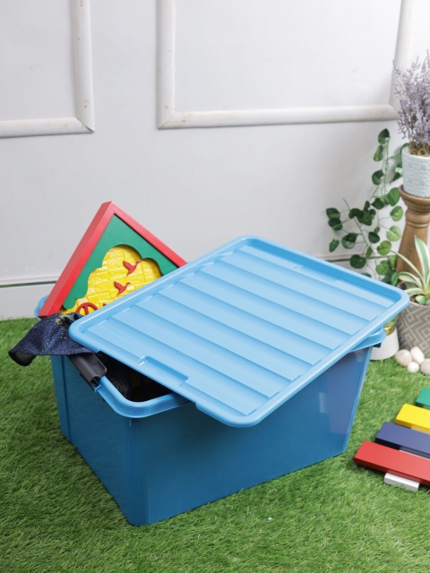 

Lock & Lock Blue Solid Easy Clip Reusable Plastic Storage Box 40L