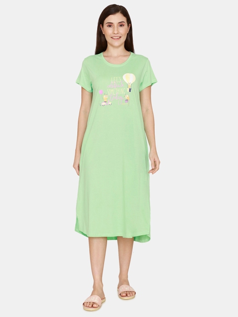 

Zivame Green Printed Nightdress