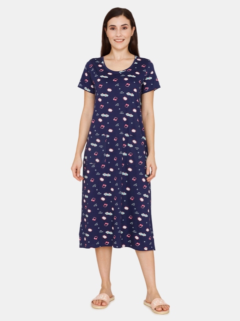 

Zivame Woman Blue Printed Nightdress